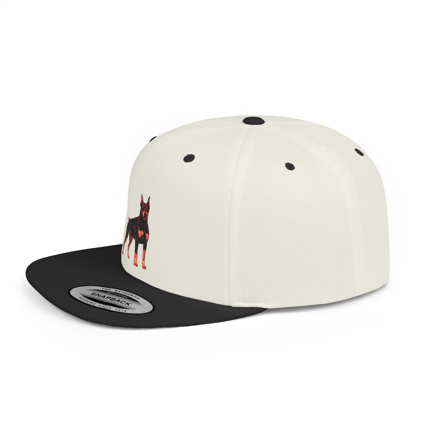 Doberman 6 Embroidered Flat Bill Snapback