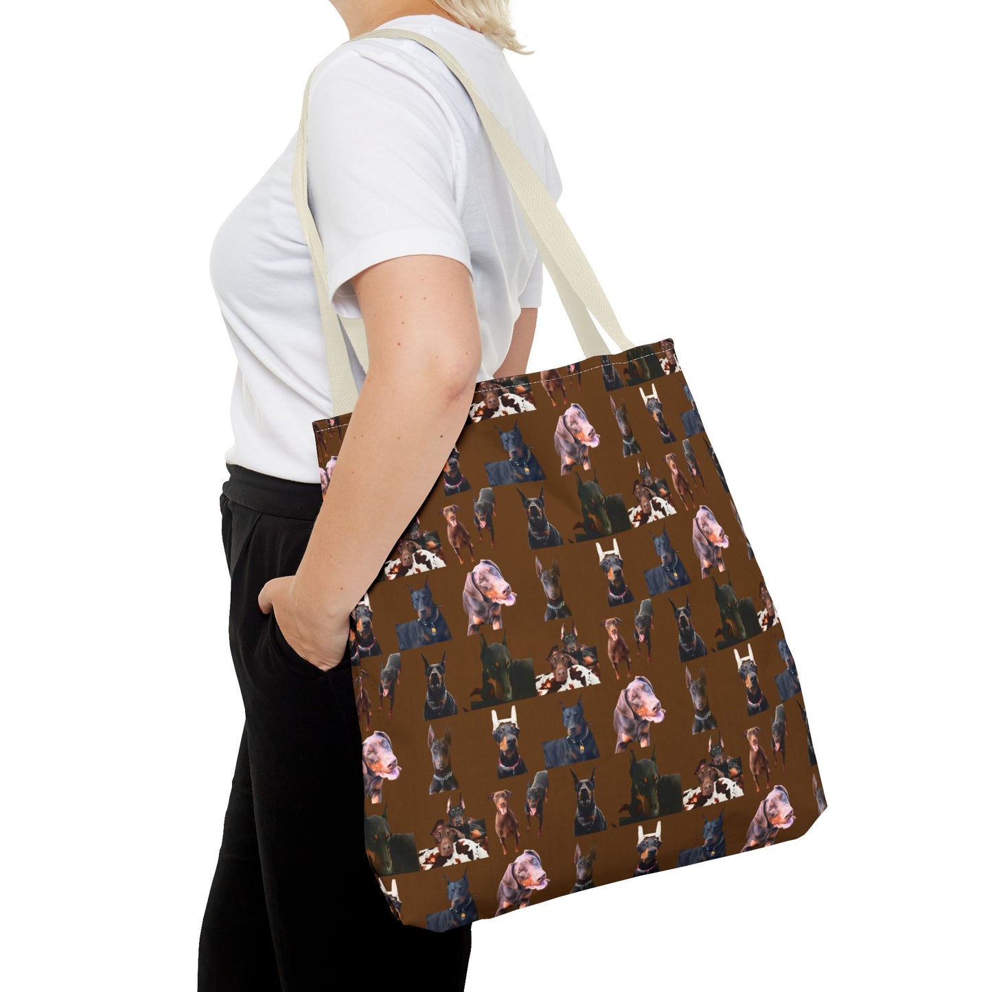 Edition 10 Doberman Model Pattern Brown Tote Bag