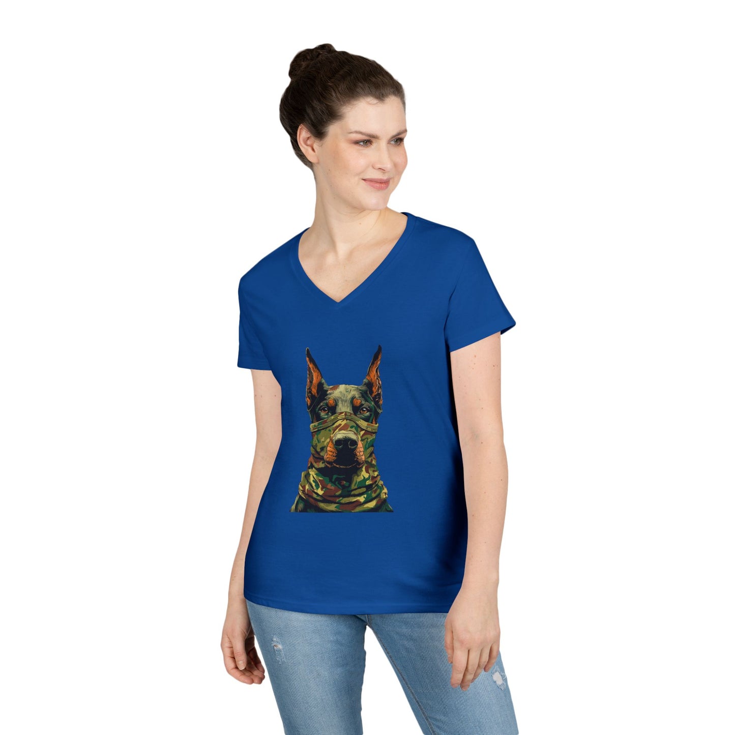 Doberman 4 V-Neck Tee Shirt for Women