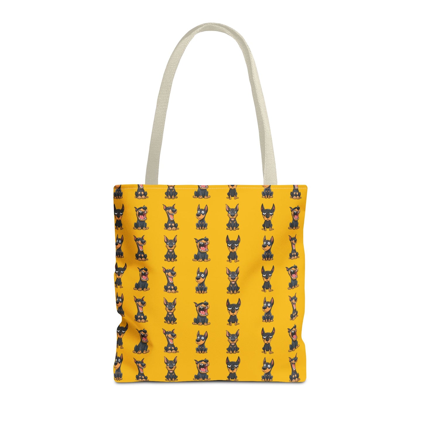 Doberman Cartoon Pattern Yellow Tote Bag
