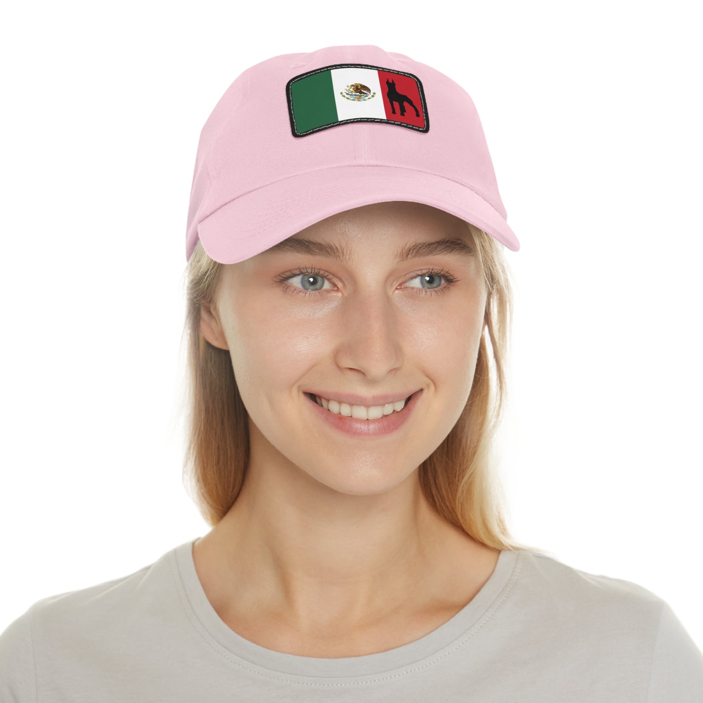 Doberman Mexico Protect 1 Dad Hat with Leather Patch (Rectangle)