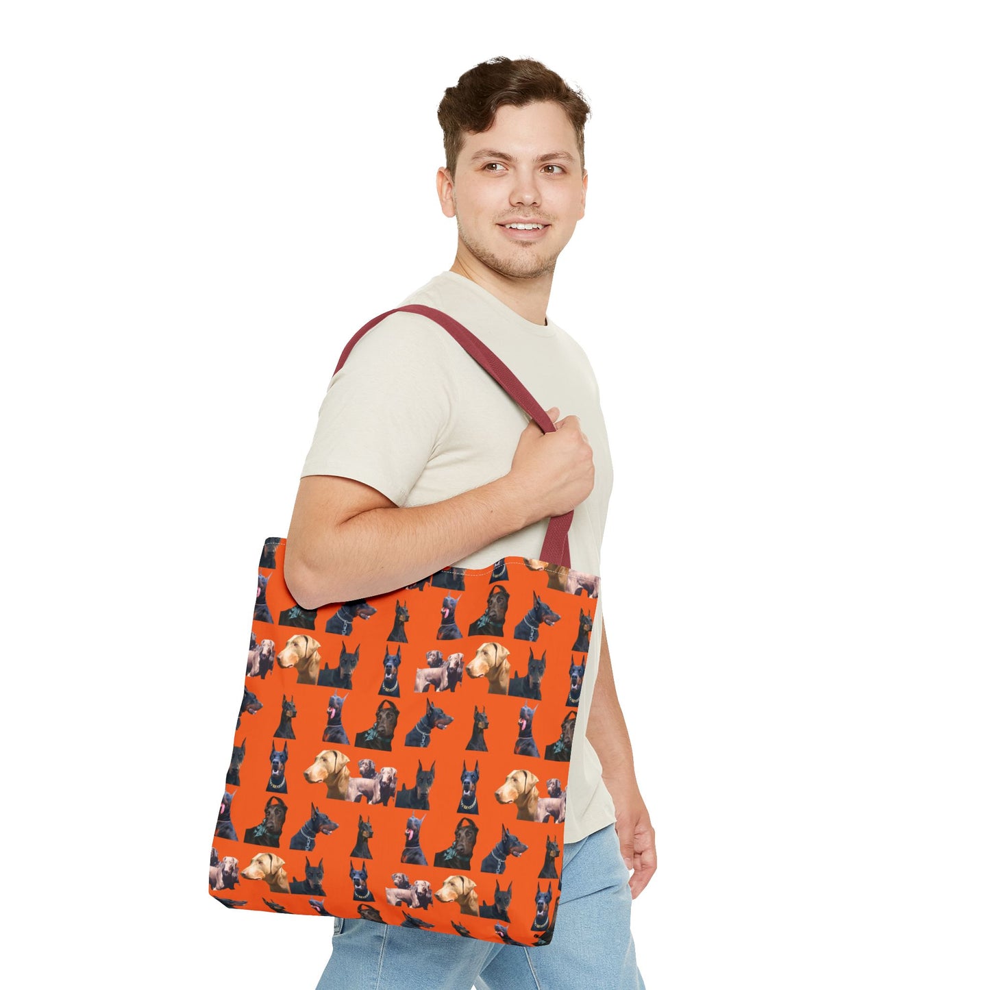 Edition 8 Doberman Model Pattern Orange Tote Bag