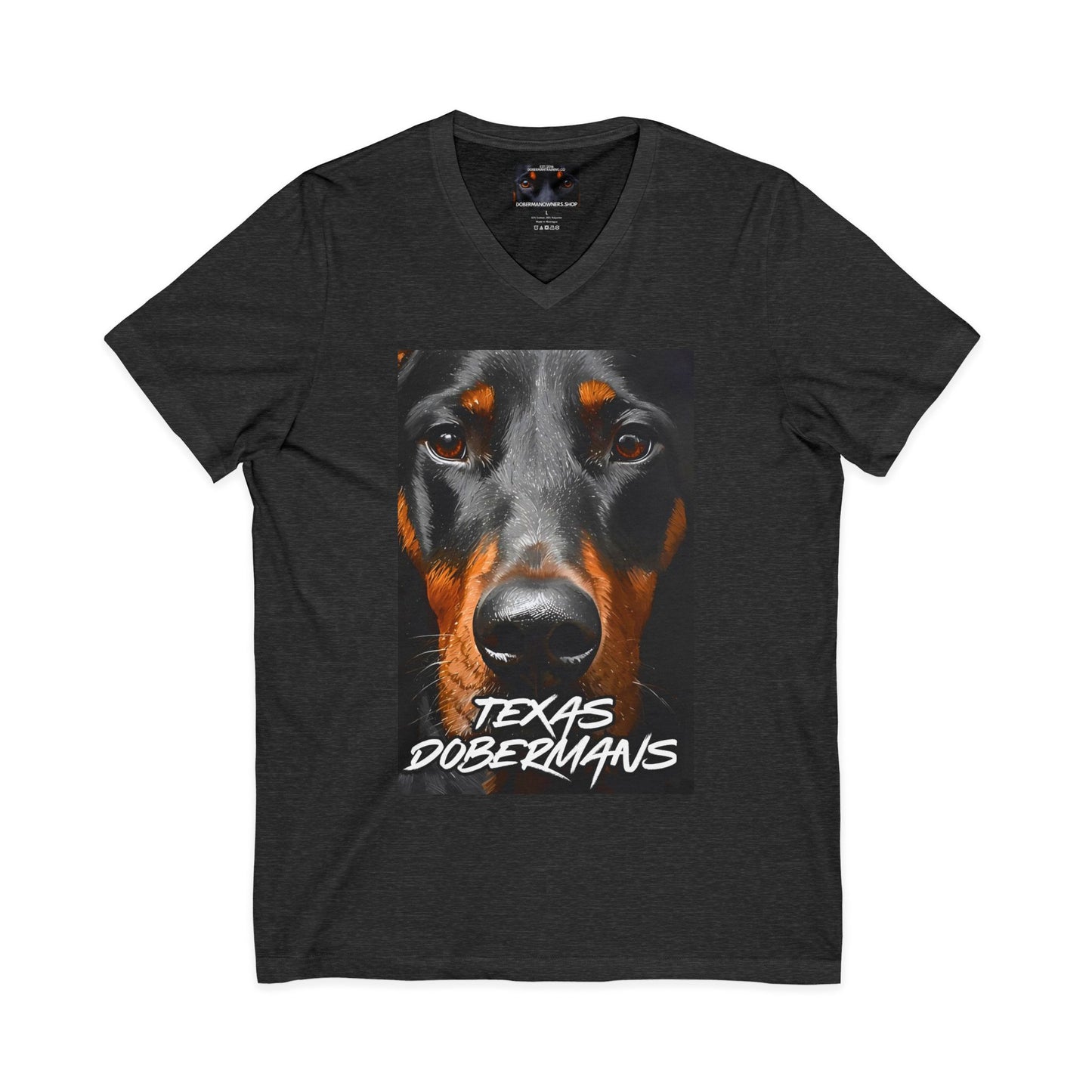 Doberman Texas 1 Private Label Unisex Jersey Short Sleeve V-Neck Tee