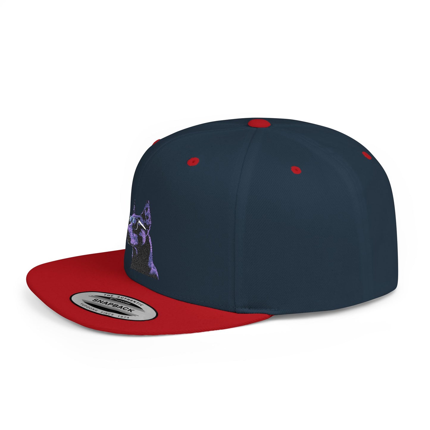 Doberman 4 Embroidered Flat Bill Snapback