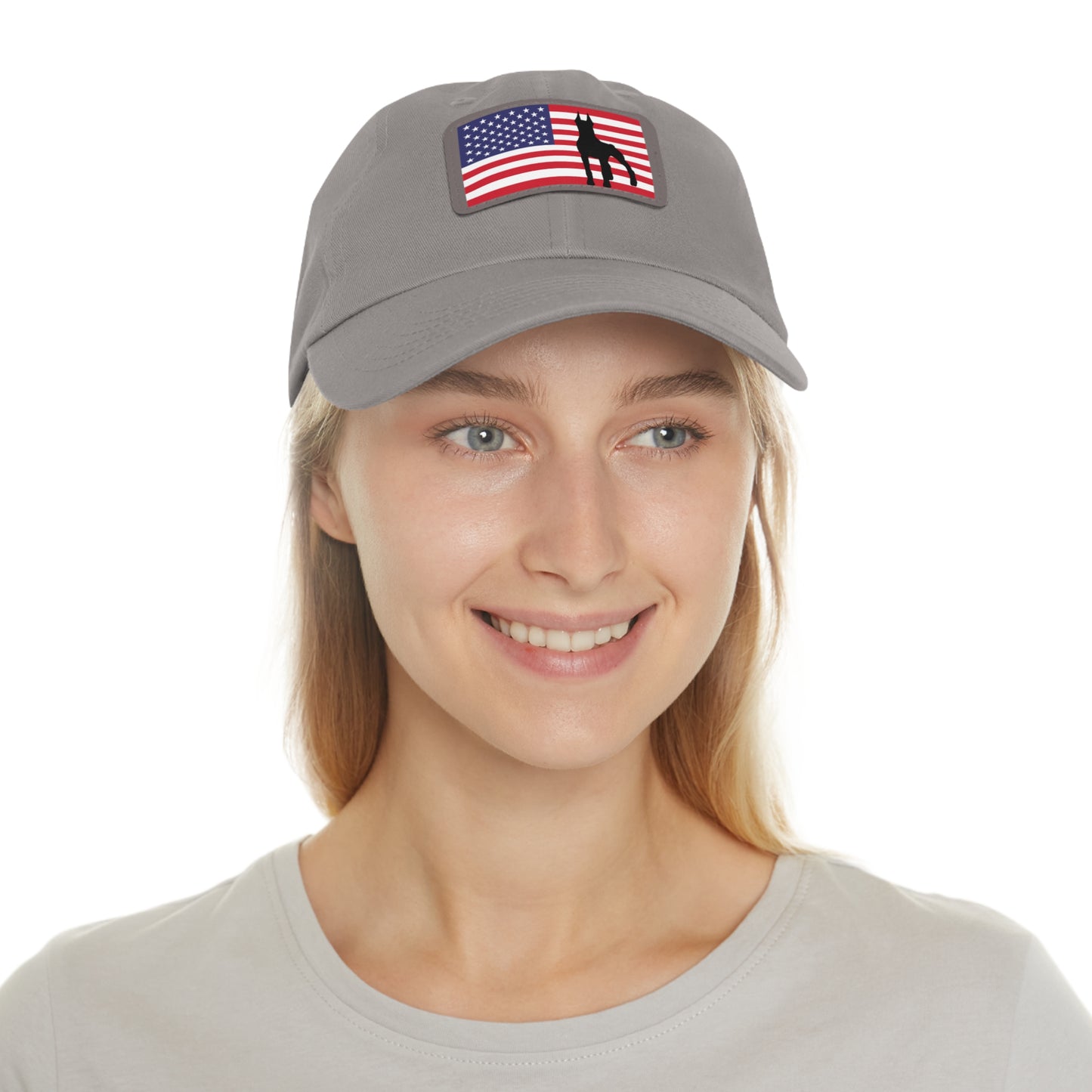 Doberman Protect USA 2 Dad Hat with Leather Patch (Rectangle)
