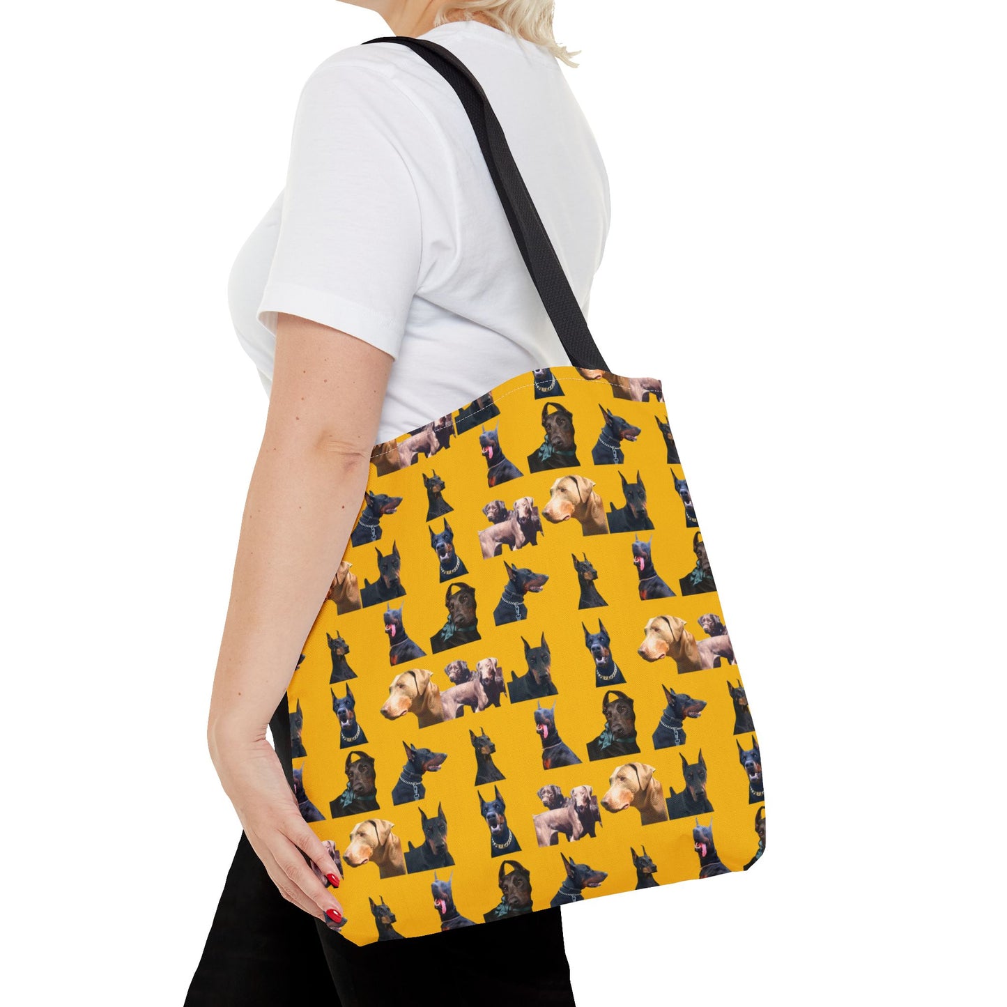 Edition 8 Doberman Model Pattern Yellow Tote Bag