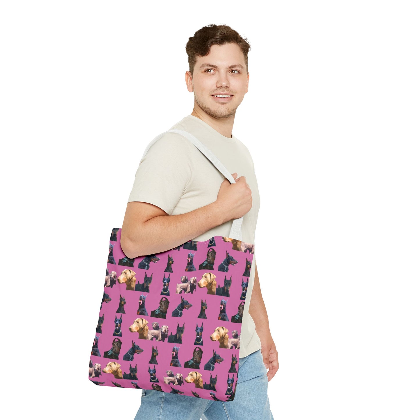 Edition 8 Doberman Model Pattern Light Pink Tote Bag