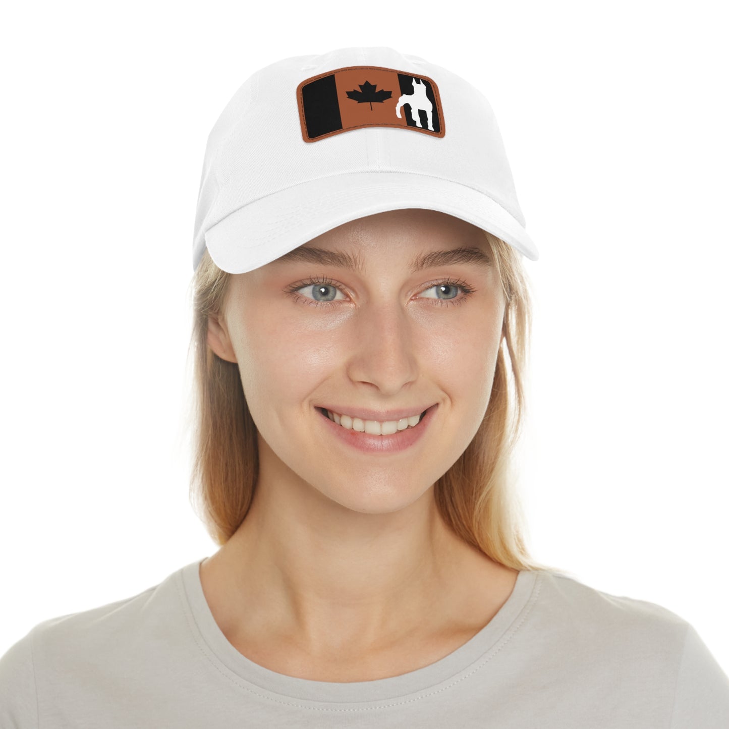 Doberman Protect Canada 1 Dad Hat with Leather Patch (Rectangle)