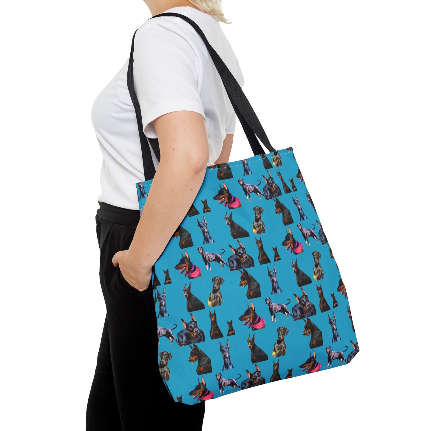 Edition 7 Doberman Model Pattern Turquoise Tote Bag