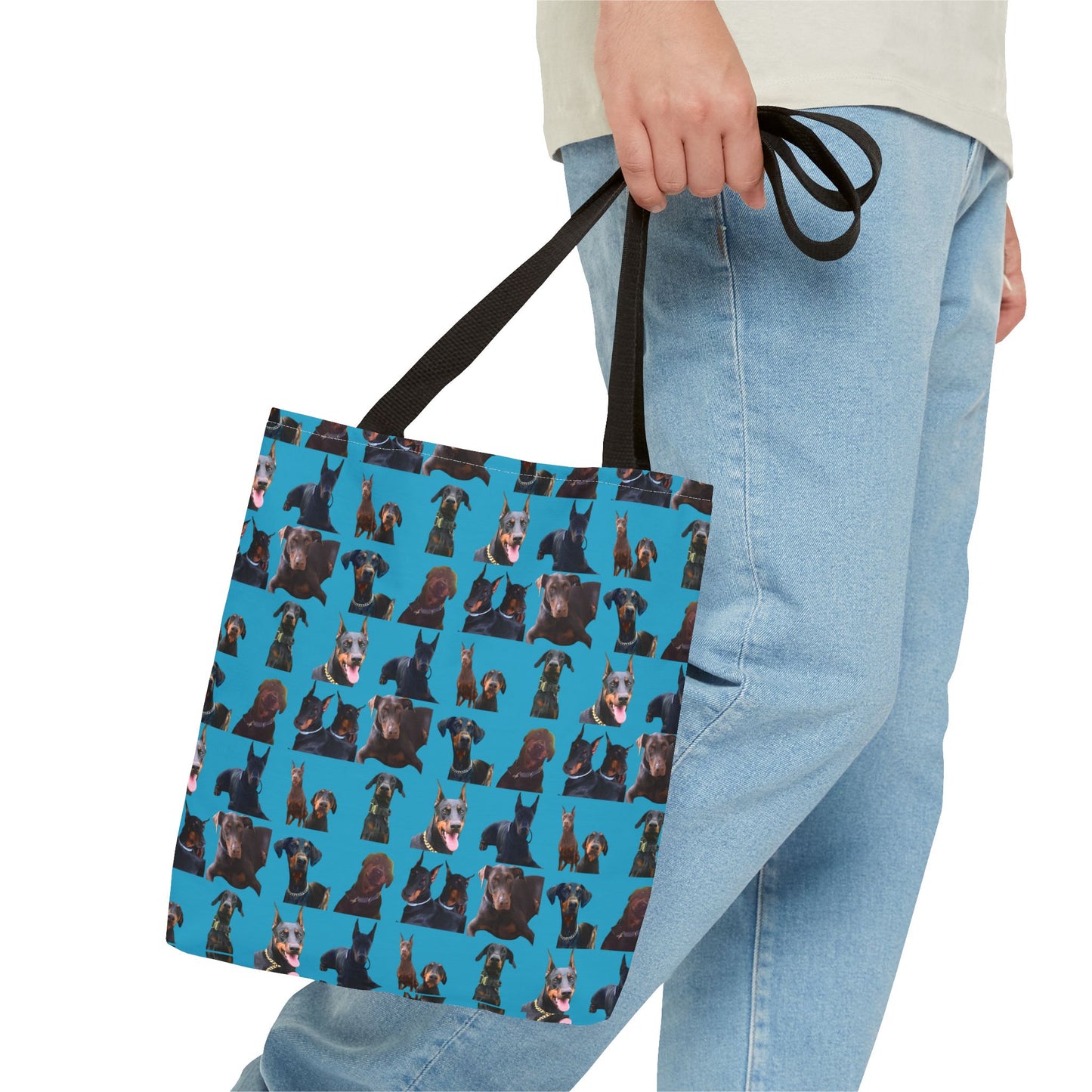 Edition 5 Doberman Model Pattern Turquoise Tote Bag