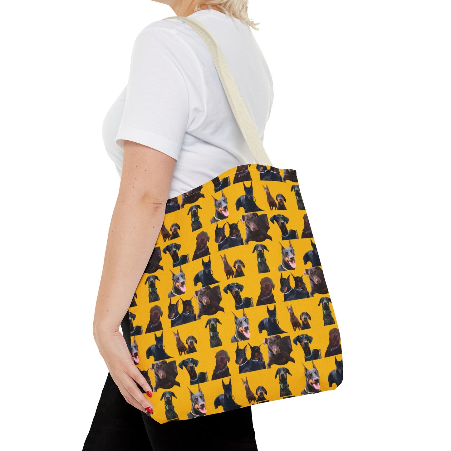 Edition 5 Doberman Model Pattern Yellow Tote Bag