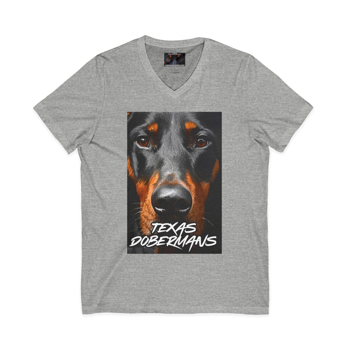 Doberman Texas 1 Private Label Unisex Jersey Short Sleeve V-Neck Tee