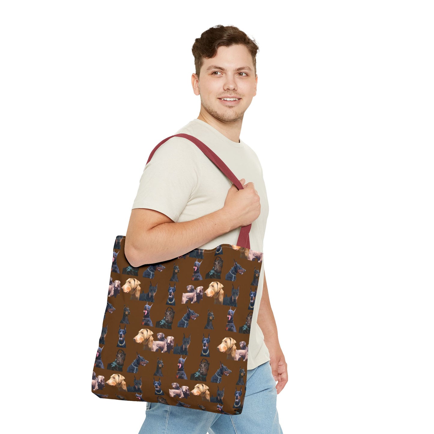 Edition 8 Doberman Model Pattern Brown Tote Bag