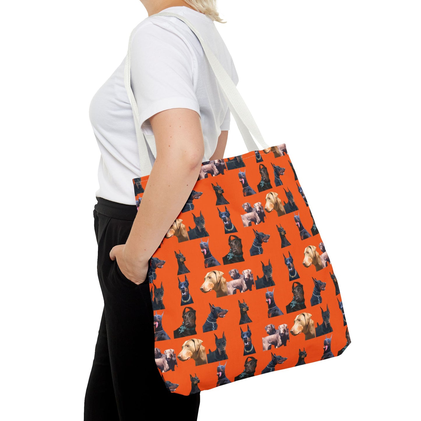 Edition 8 Doberman Model Pattern Orange Tote Bag