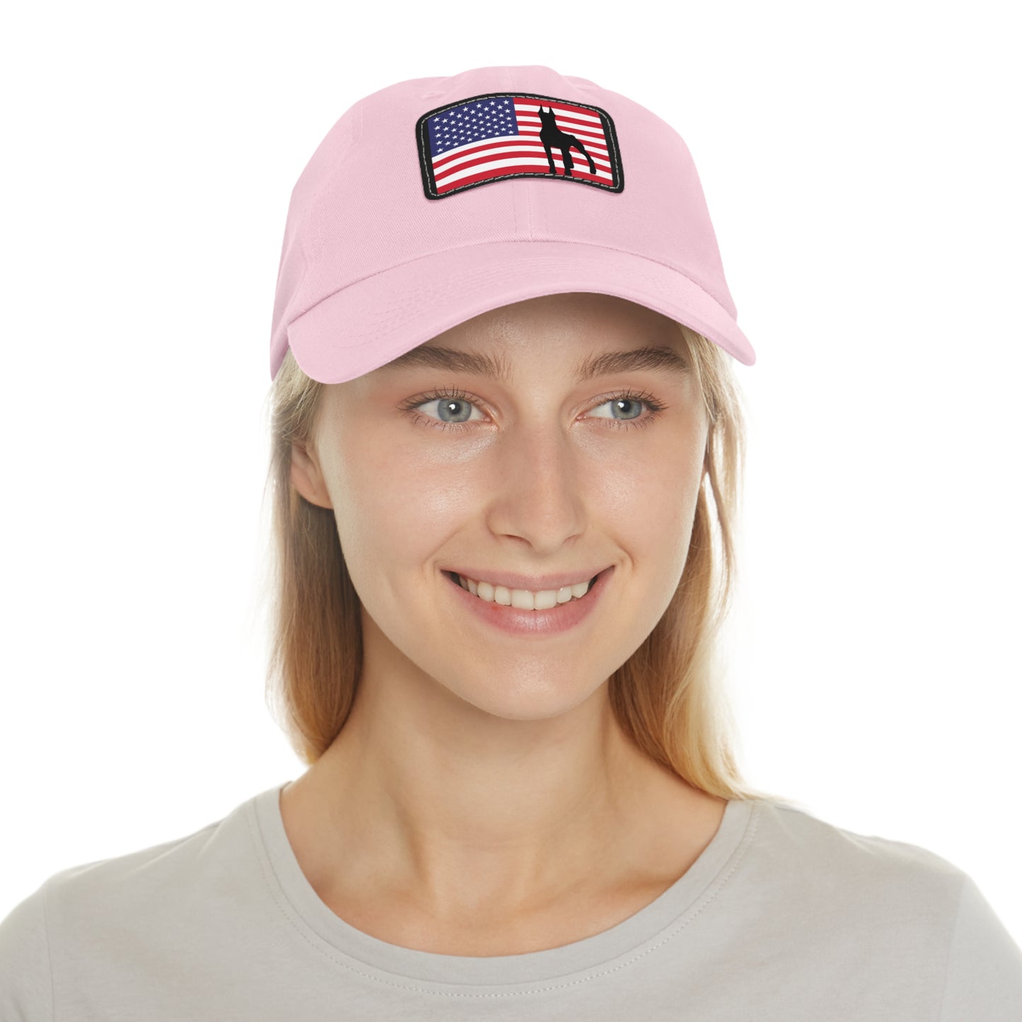 Doberman Protect USA 2 Dad Hat with Leather Patch (Rectangle)
