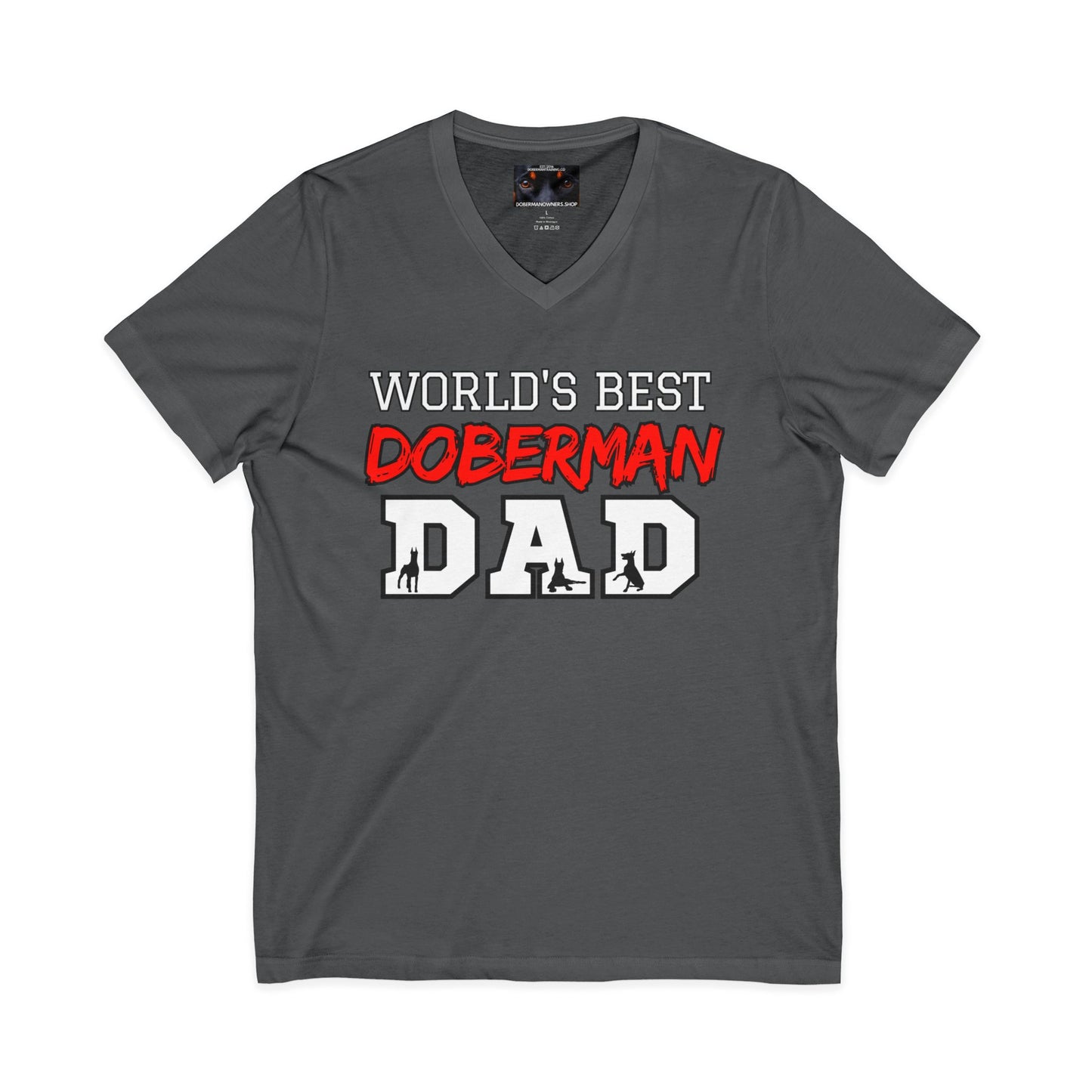 Doberman Dad S1 Private Label Unisex Jersey Short Sleeve V-Neck Tee