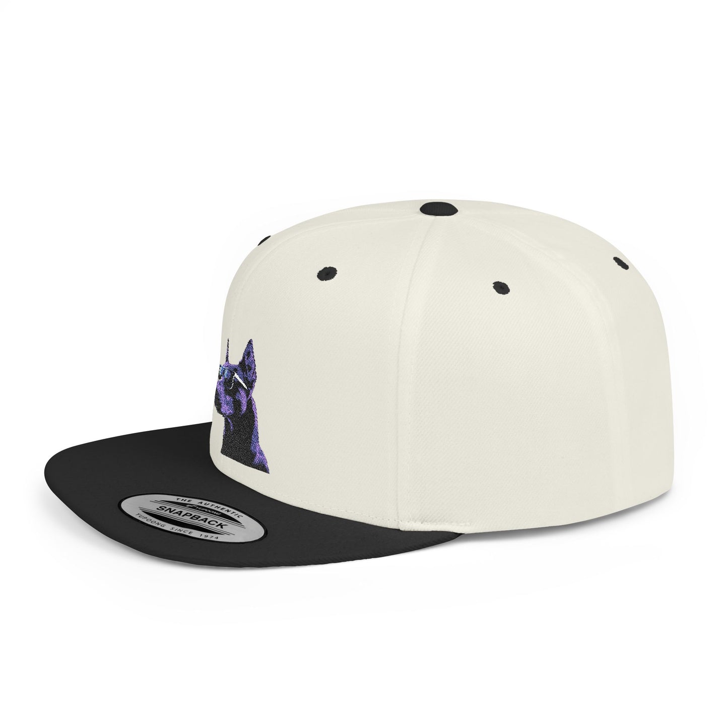 Doberman 4 Embroidered Flat Bill Snapback