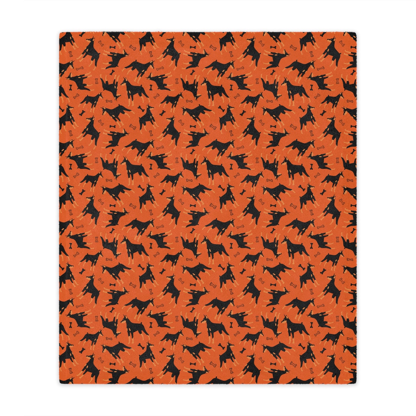 Orange AOP Dobie 1 Minky Blanket, Soft Throw Blanket, Warm Plush Blanket