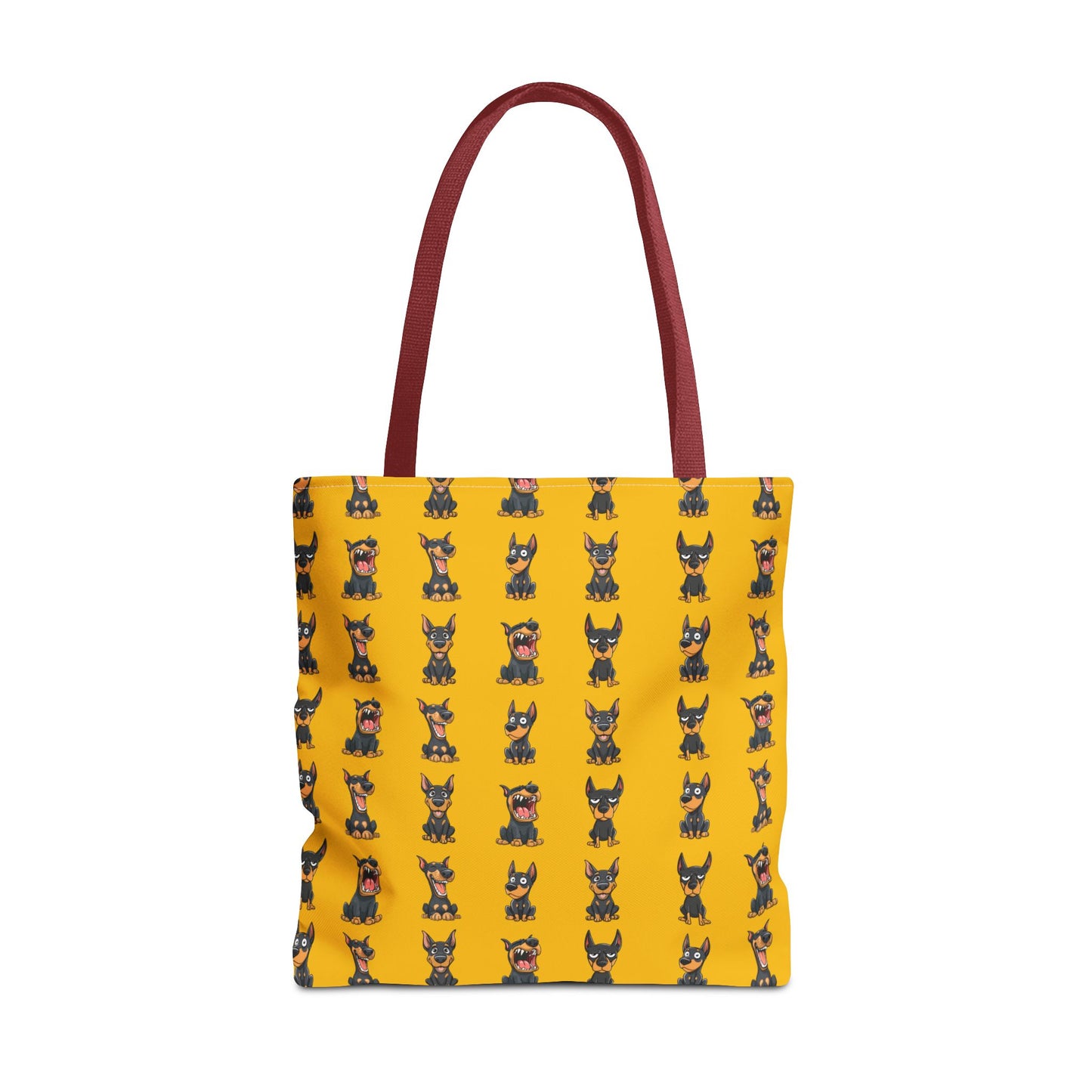 Doberman Cartoon Pattern Yellow Tote Bag