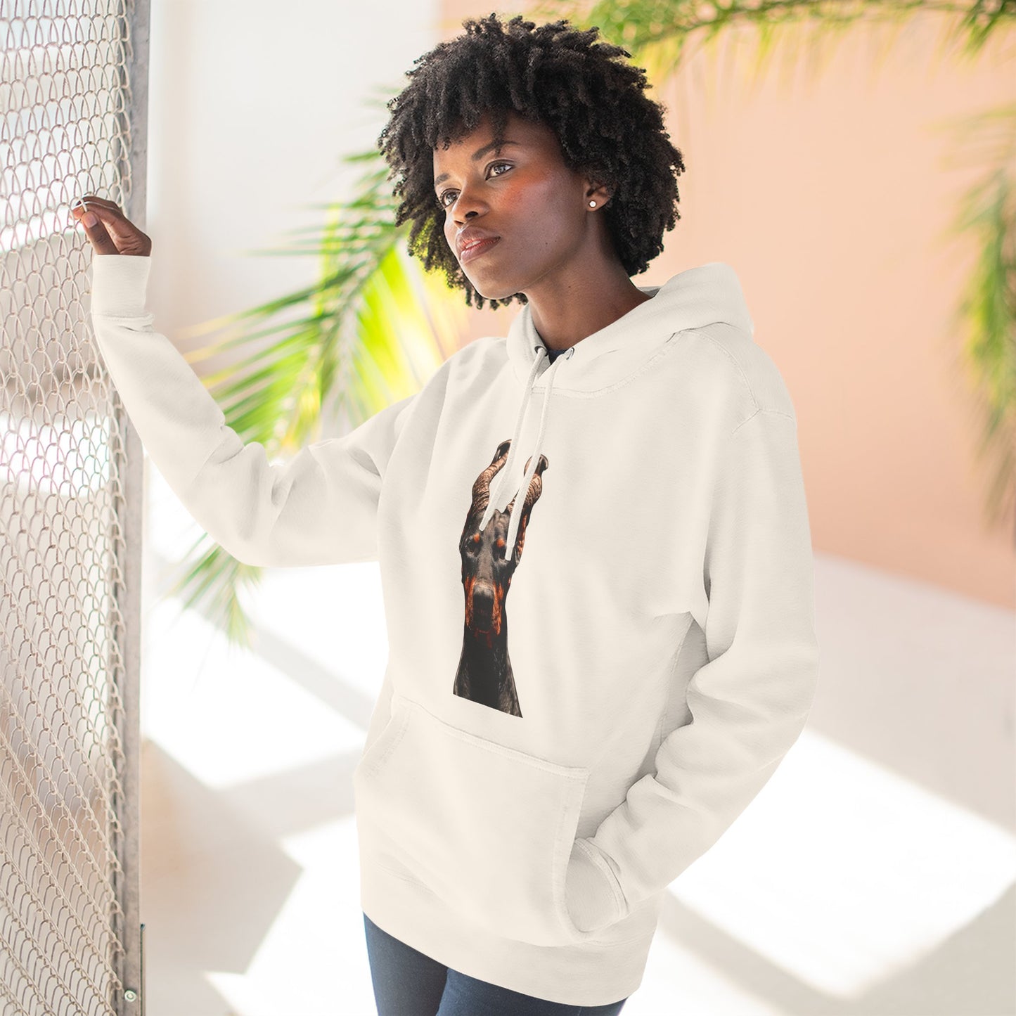 Doberman Goat 1 Fleece Hoodie