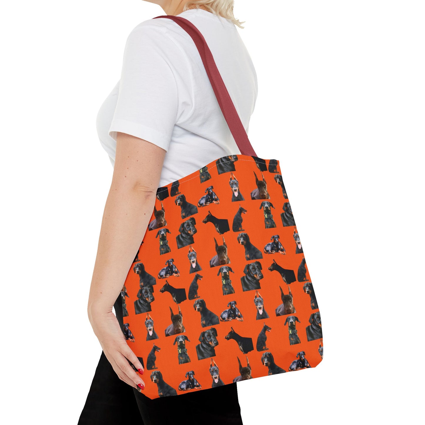Edition 6 Doberman Model Pattern Orange Tote Bag