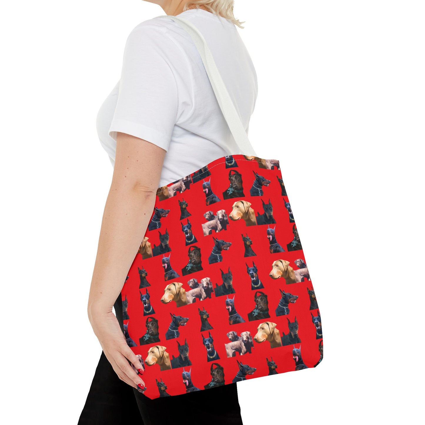 Edition 8 Doberman Model Pattern Red Tote Bag