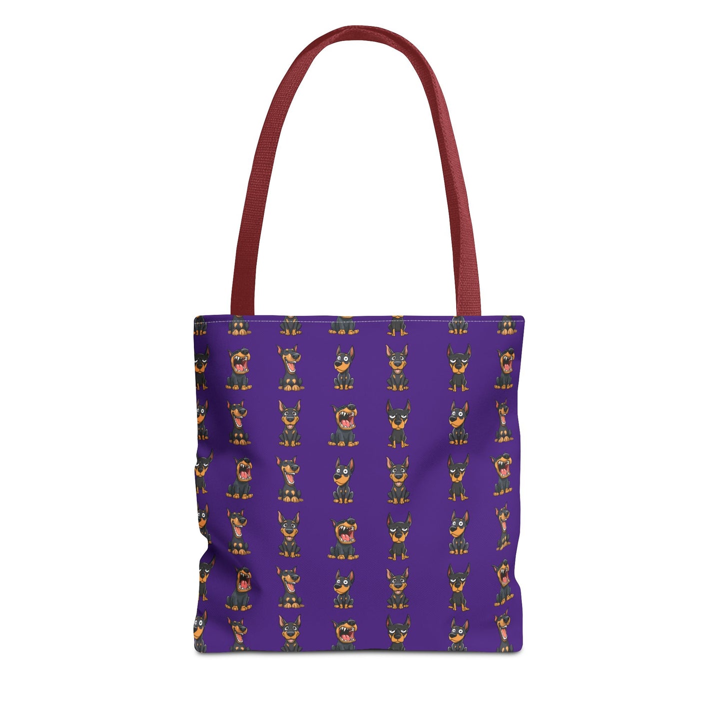 Doberman Cartoon Pattern Purple Tote Bag