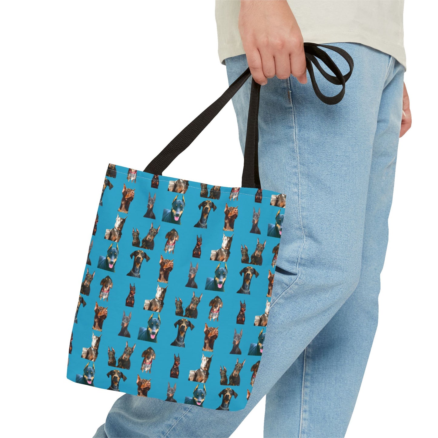 Edition 4 Doberman Model Pattern Turquoise Tote Bag