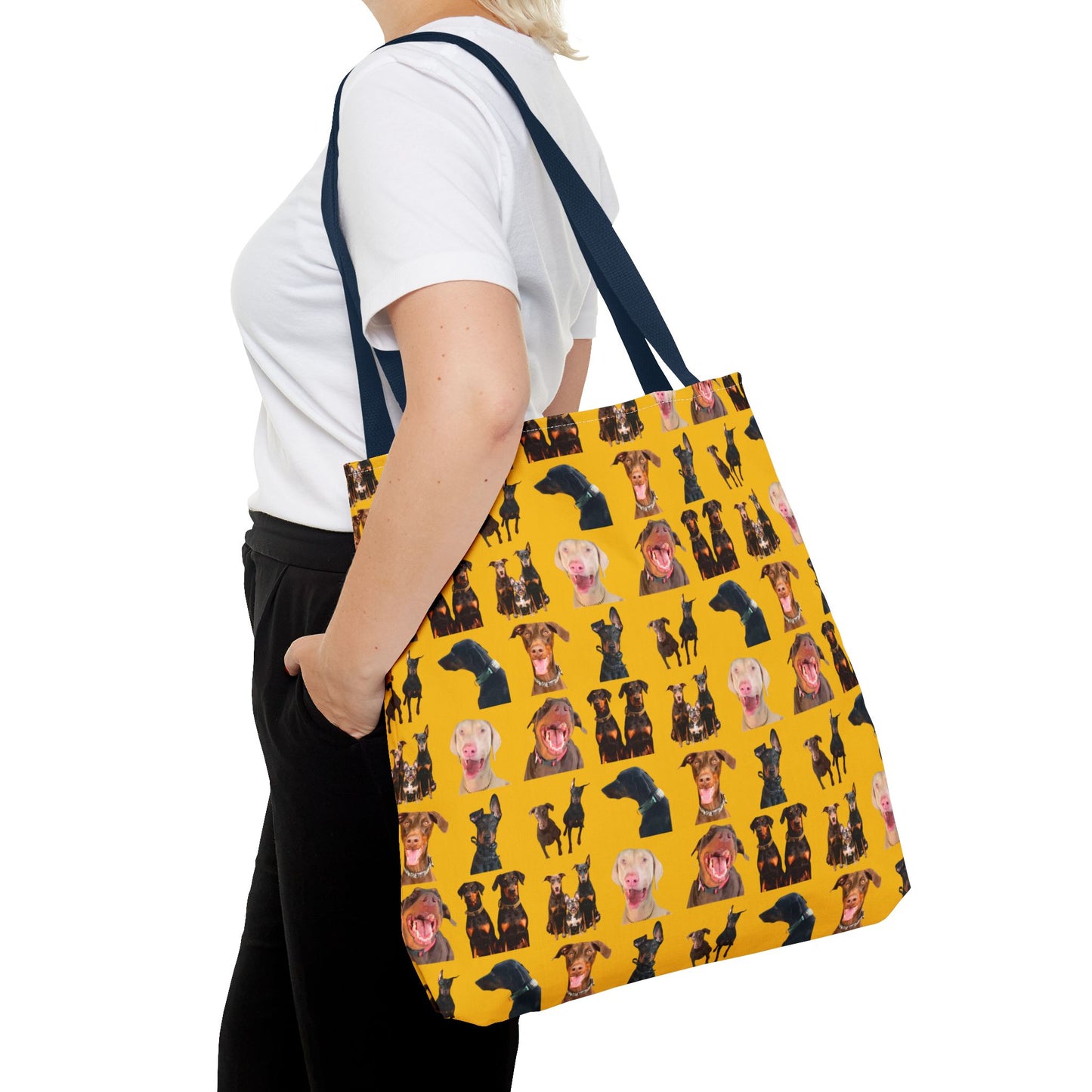 Edition 9 Doberman Model Pattern Yellow Tote Bag