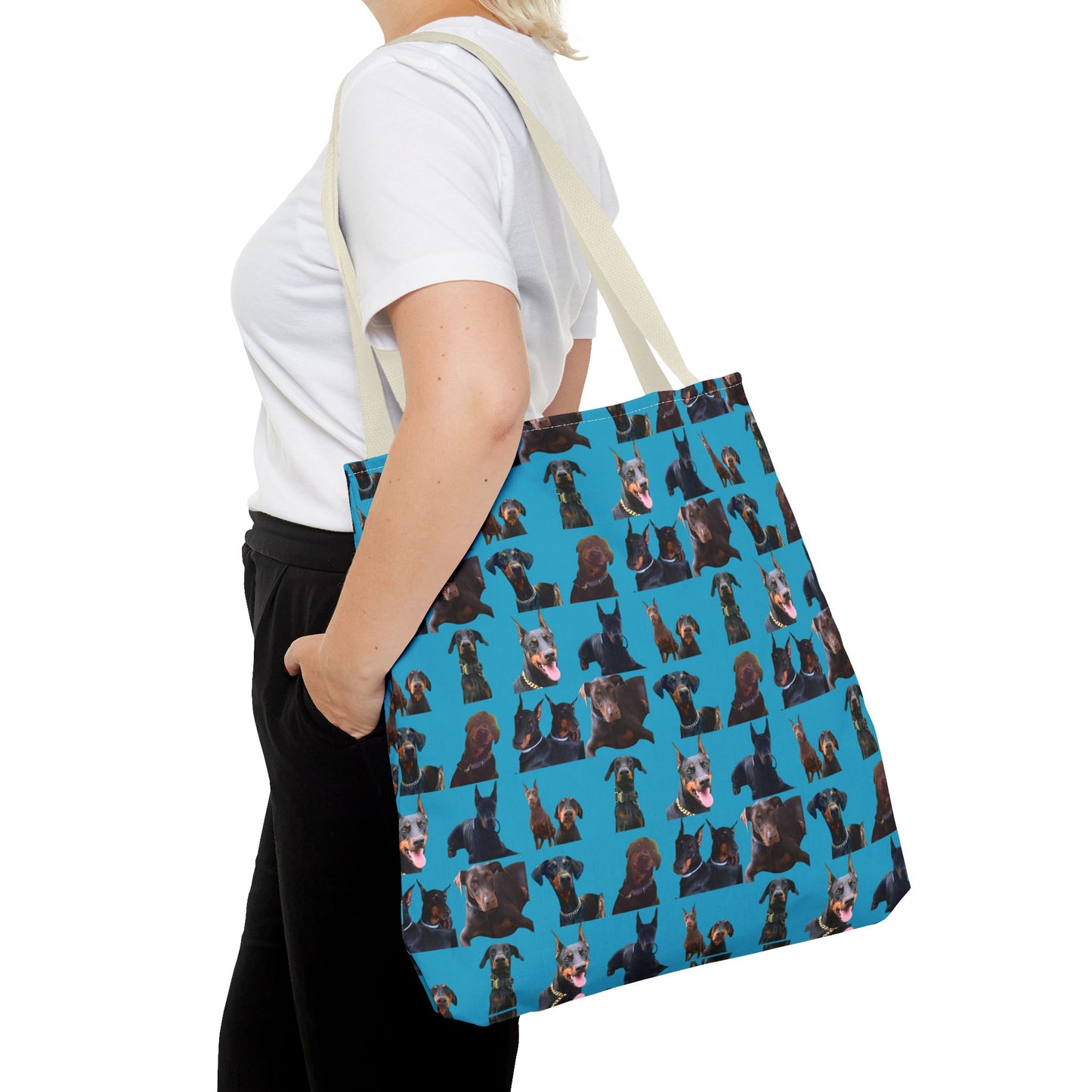 Edition 5 Doberman Model Pattern Turquoise Tote Bag