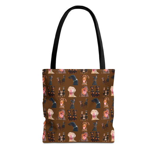 Edition 9 Doberman Model Pattern Brown Tote Bag