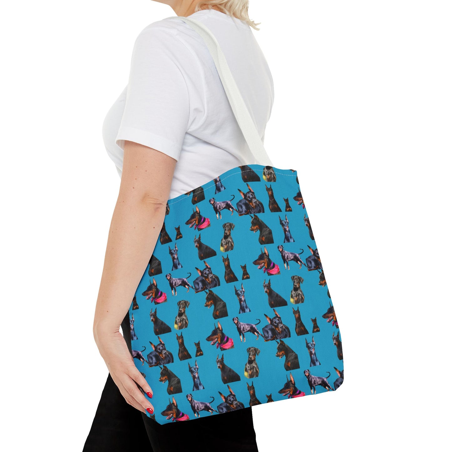 Edition 7 Doberman Model Pattern Turquoise Tote Bag