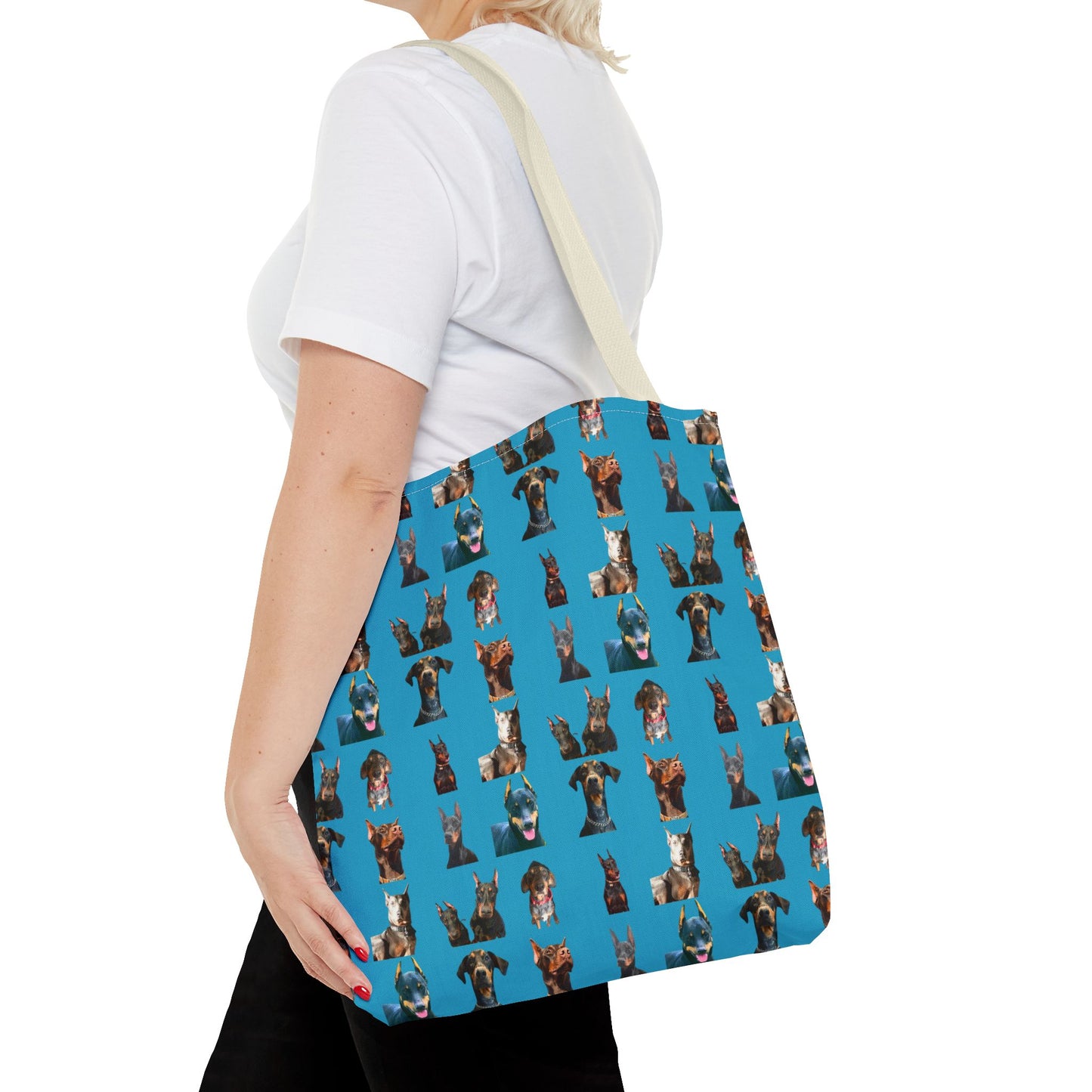 Edition 4 Doberman Model Pattern Turquoise Tote Bag