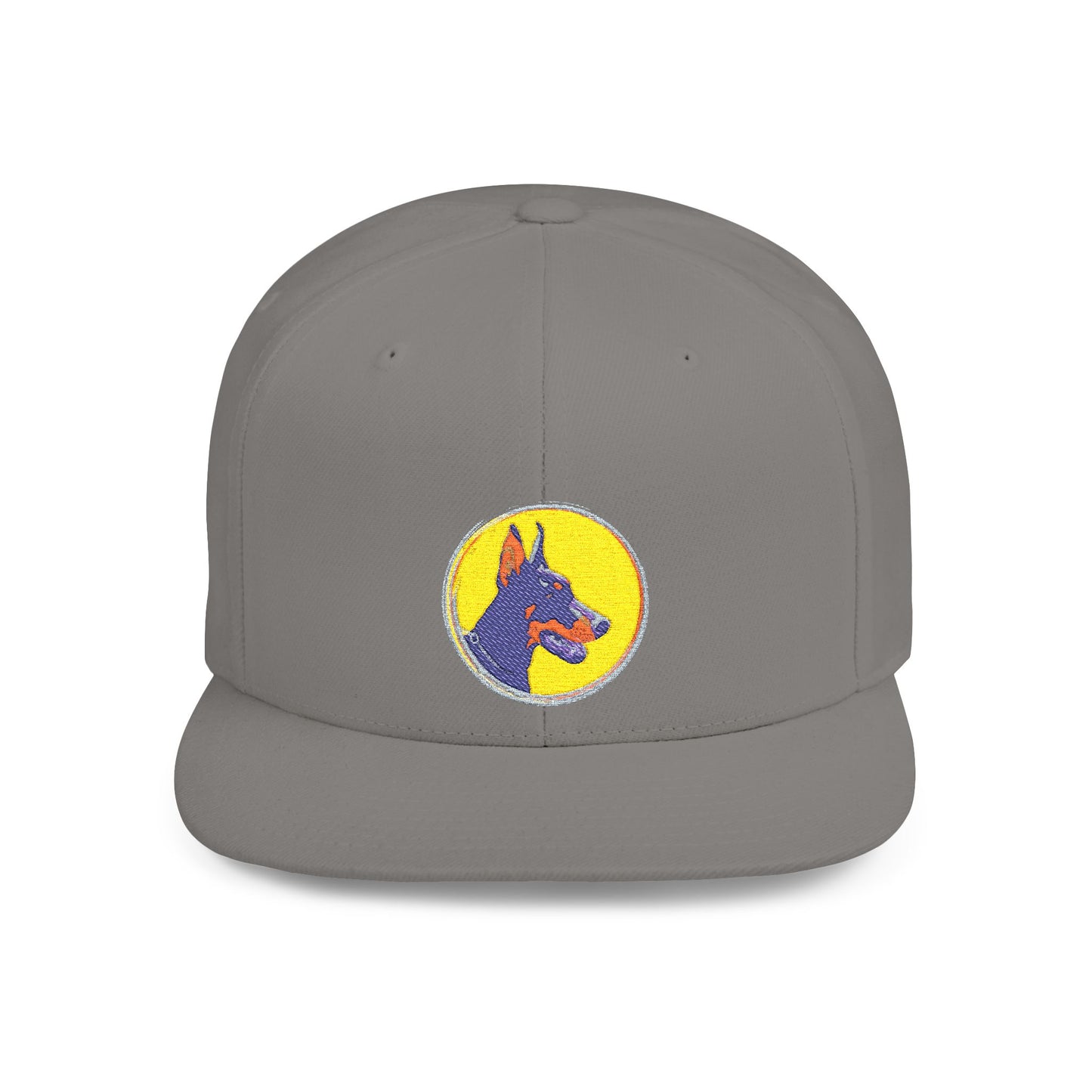 Doberman 3 Embroidered Flat Bill Snapback