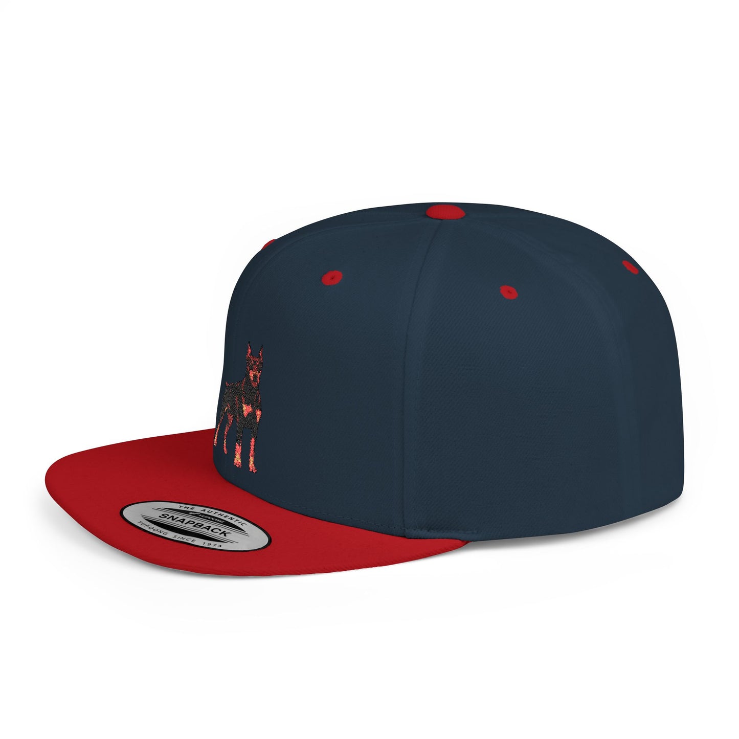 Doberman 6 Embroidered Flat Bill Snapback
