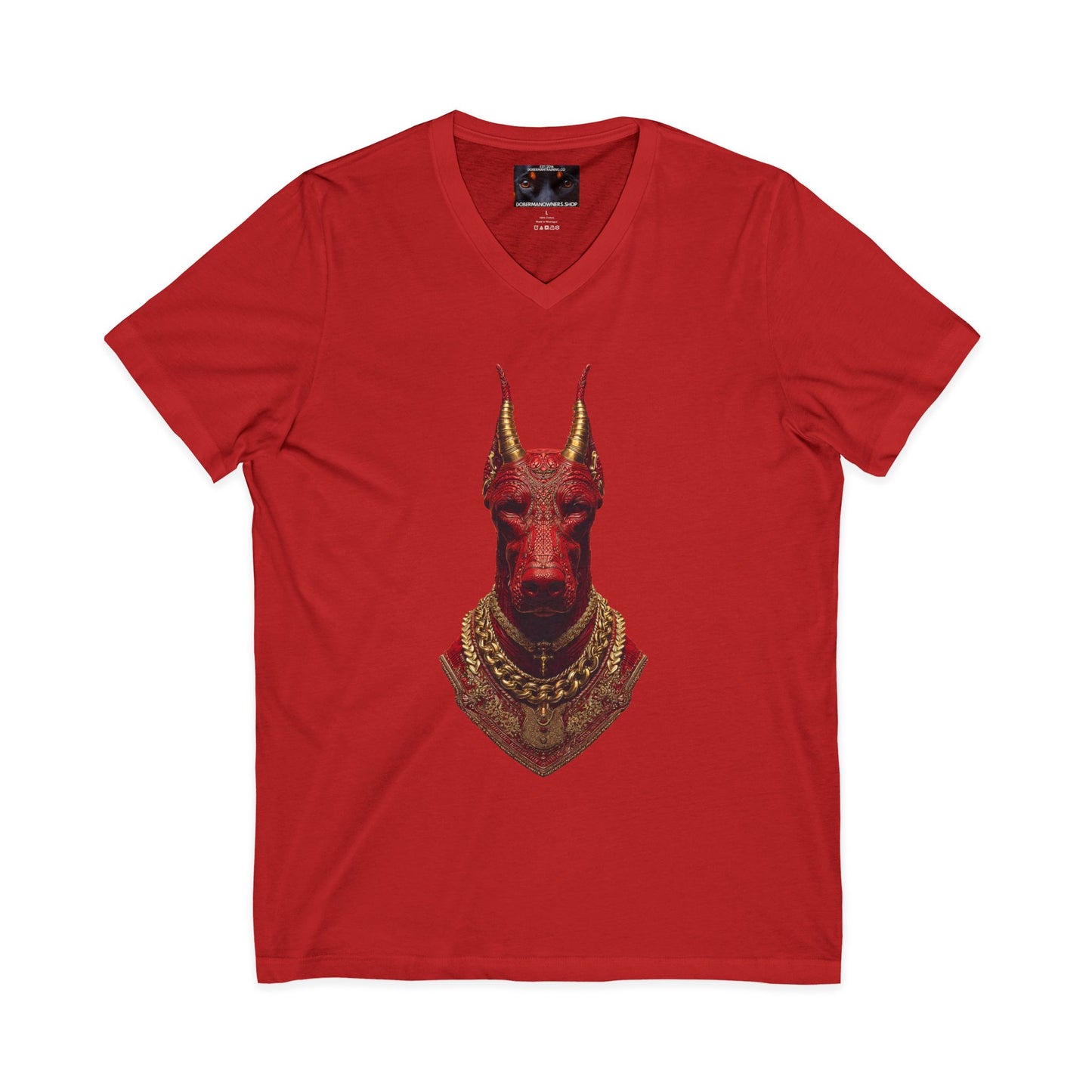 Doberman Goat 3 Private Label Unisex Jersey Short Sleeve V-Neck Tee
