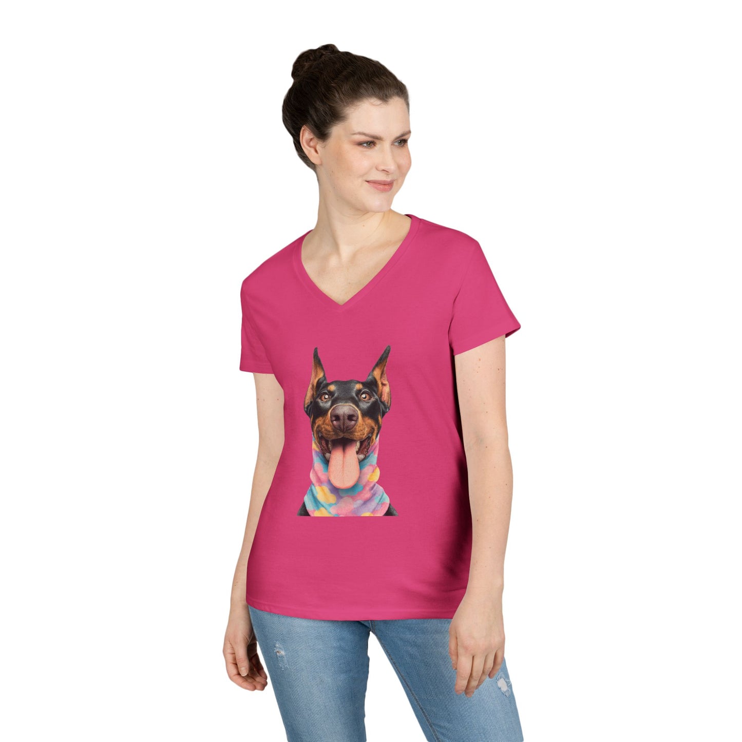 Doberman 1 V-Neck Tee Shirt for Women