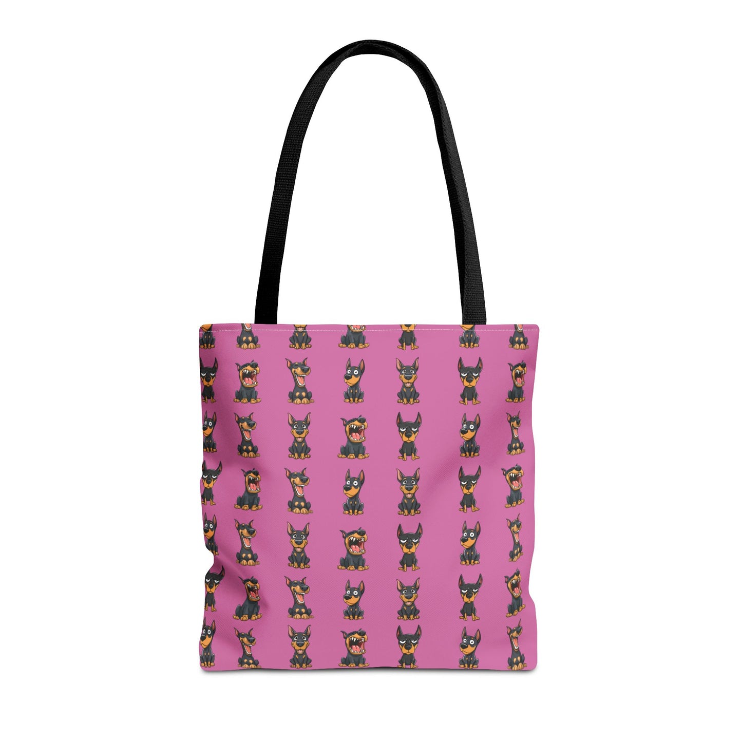 Doberman Cartoon Pattern Pink Tote Bag