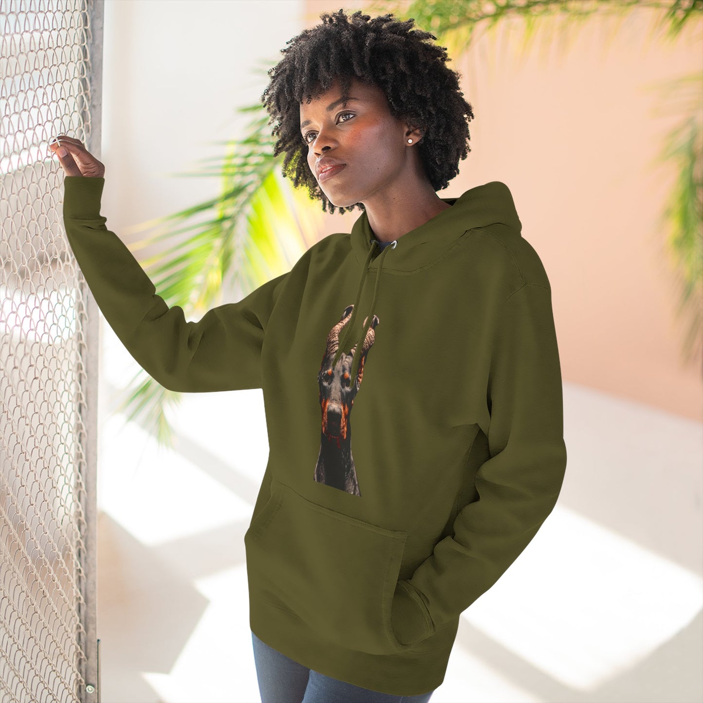 Doberman Goat 1 Fleece Hoodie