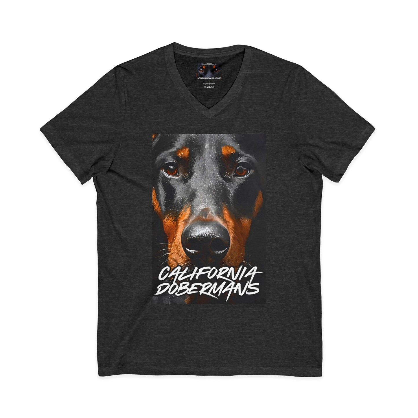 Doberman California 1 Private Label Unisex Jersey Short Sleeve V-Neck Tee