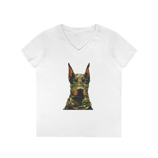 Doberman 4 V-Neck Tee Shirt for Women