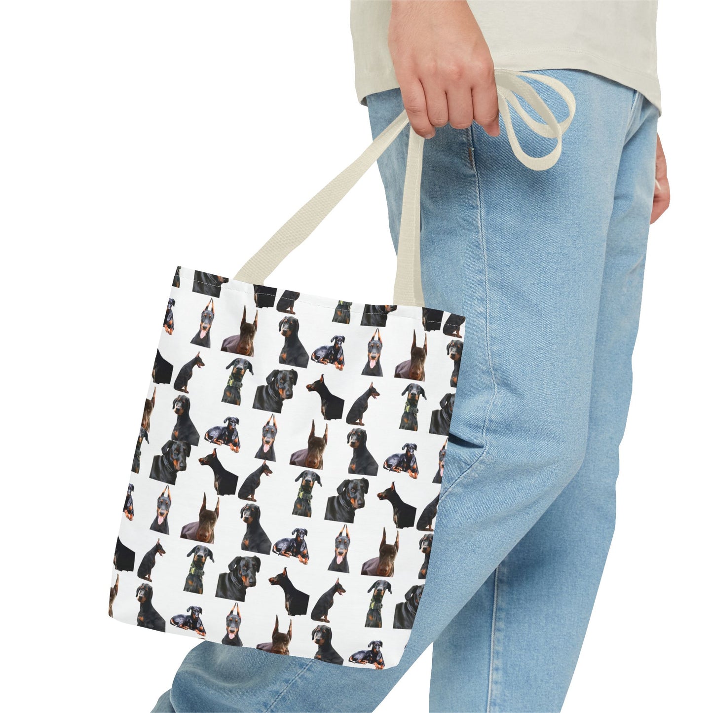 Edition 6 Doberman Model Pattern White Tote Bag