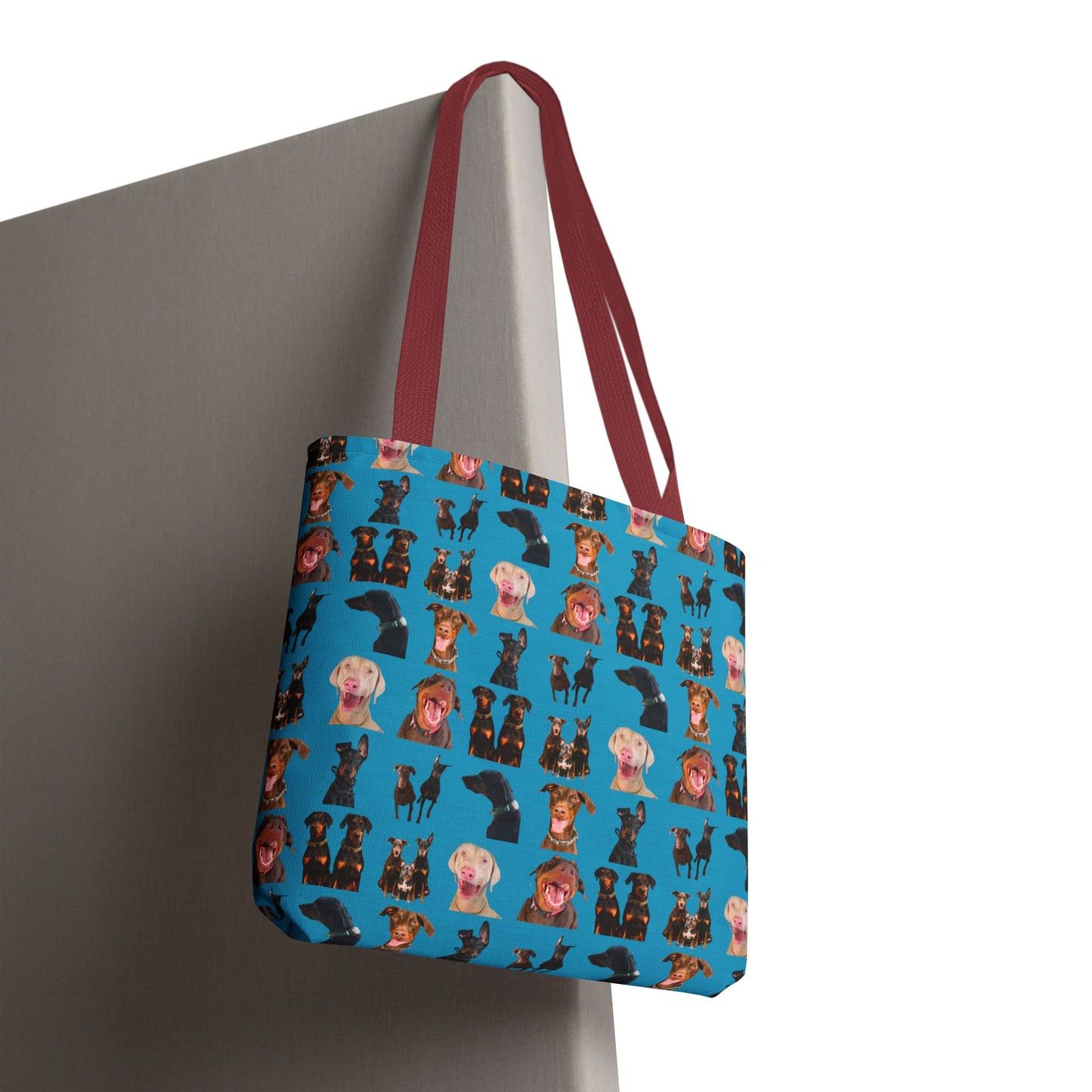 Edition 9 Doberman Model Pattern Turquoise Tote Bag