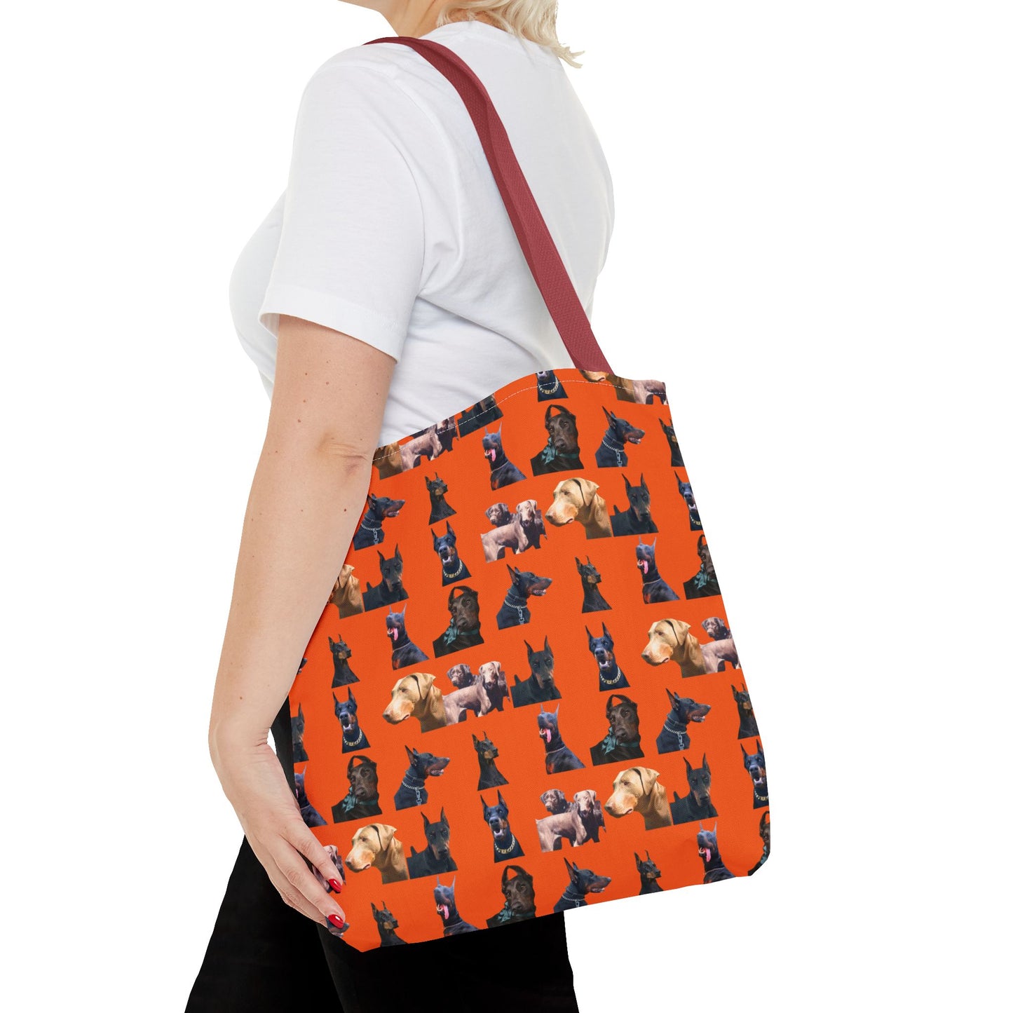 Edition 8 Doberman Model Pattern Orange Tote Bag