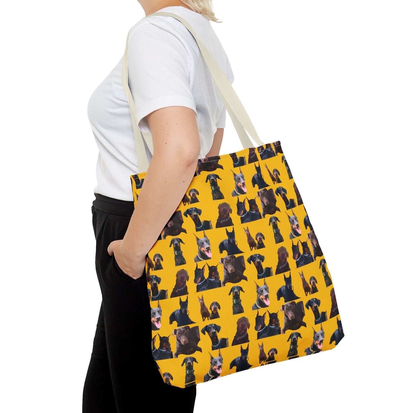 Edition 5 Doberman Model Pattern Yellow Tote Bag