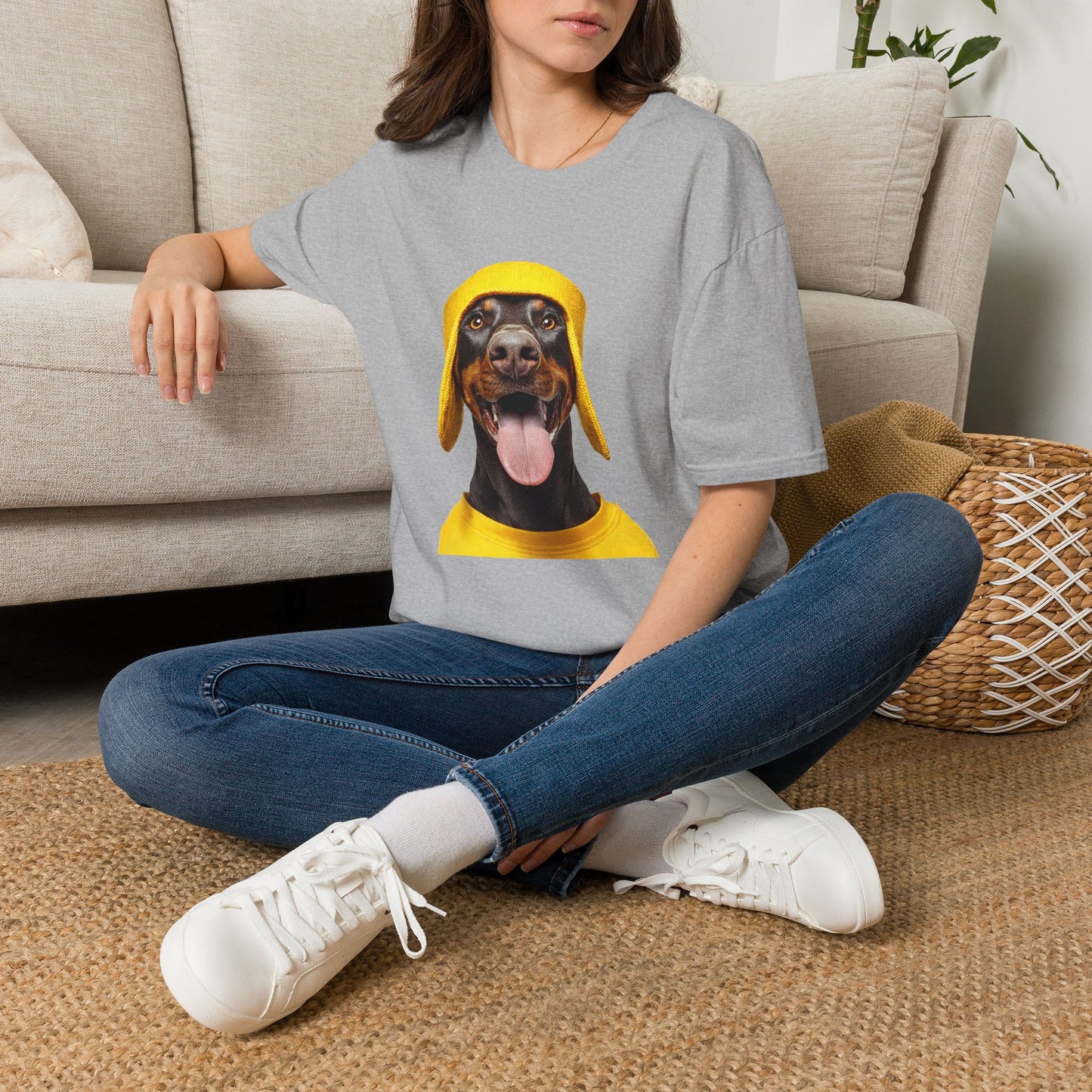 Doberman 3 Portrait T‑Shirt