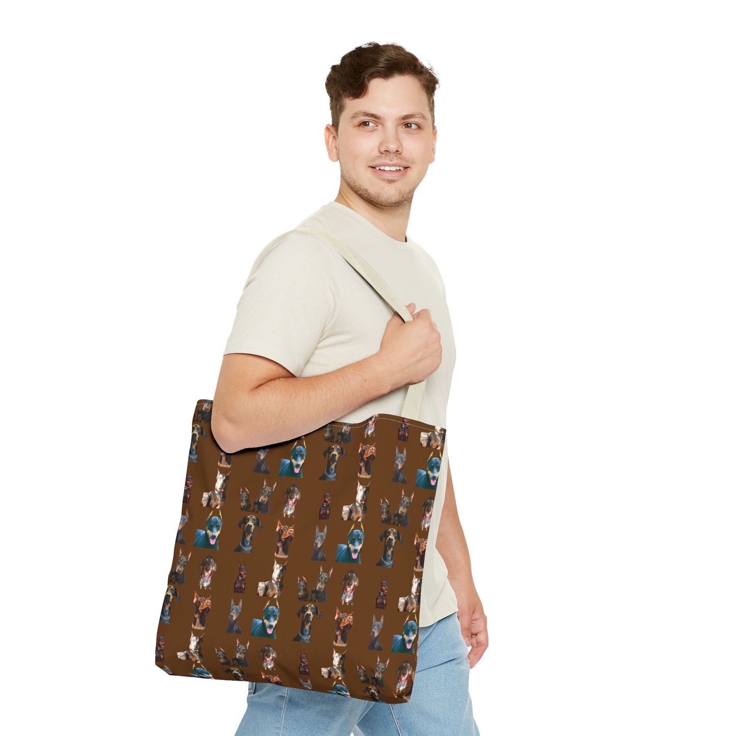 Edition 4 Doberman Model Pattern Brown Tote Bag