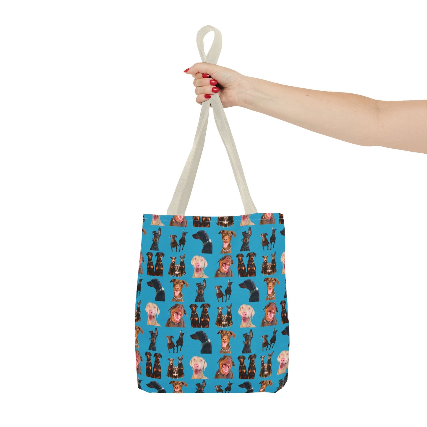 Edition 9 Doberman Model Pattern Turquoise Tote Bag
