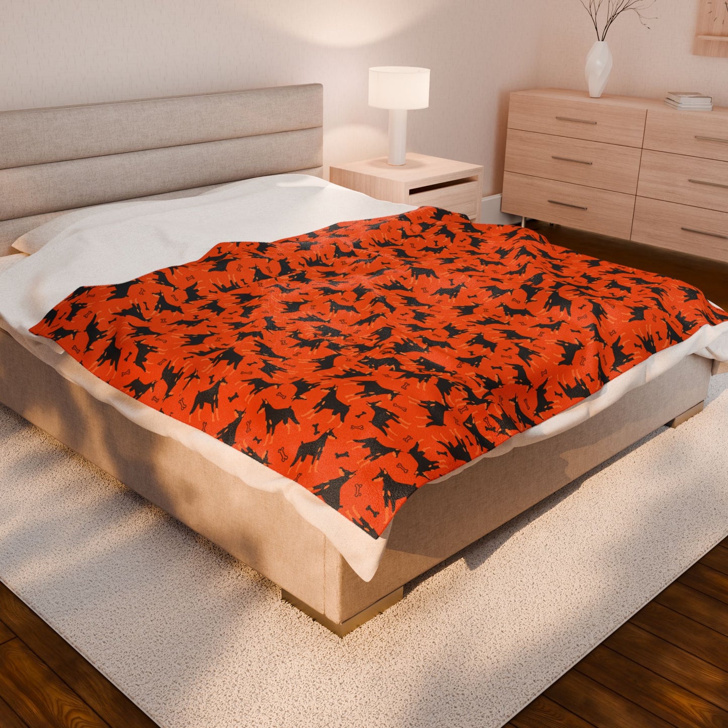 Orange AOP Velveteen Plush Blanket