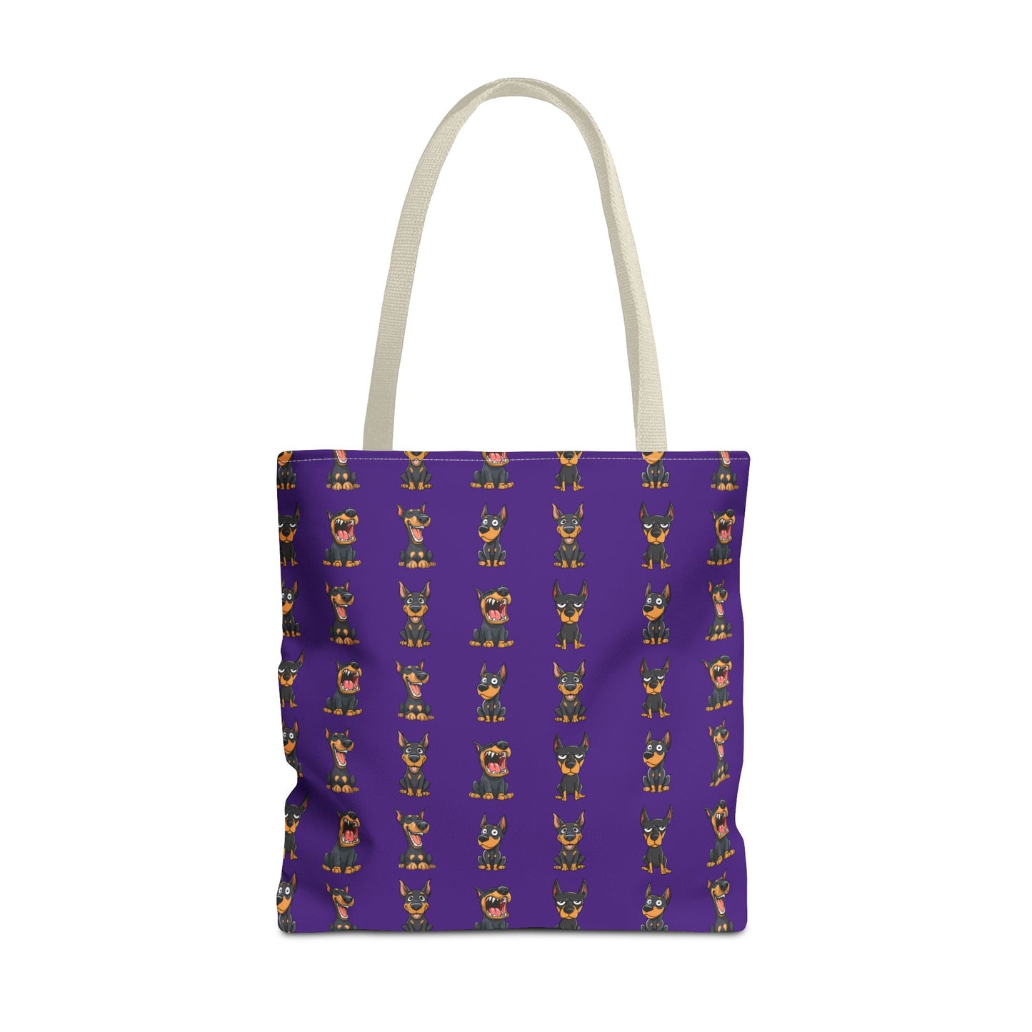 Doberman Cartoon Pattern Purple Tote Bag